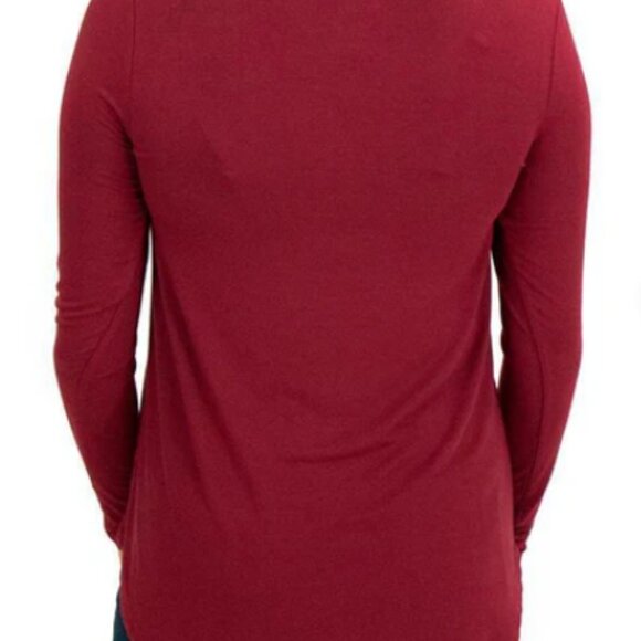 Old Navy Blouse Womens Extra Small Burgundy Tunic Long Sleeve Crew Neck Relaxed - Picture 2 of 10